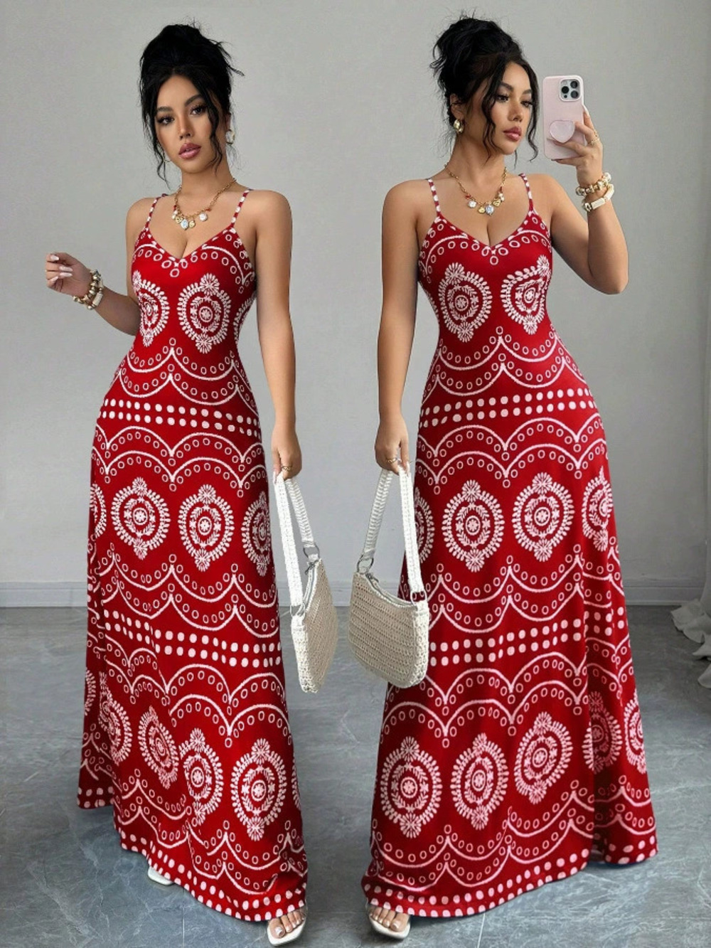 ZARA Sexy Summer Vacation Spaghetti Strap Printed Bodycon Maxi Dress
